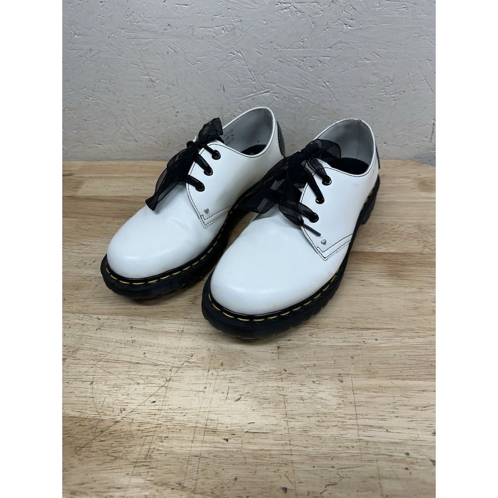 Dr Martens 1461 Hearts White Leather Shoes Womens US 10 EU 42 Ribbon Laces
